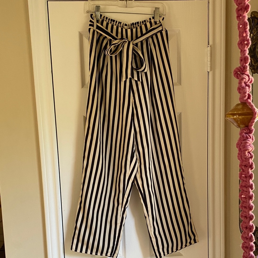 Striped Black and White Women's Pants